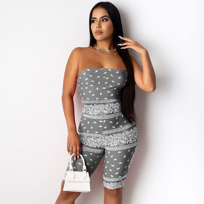 Bandana Babe Strapless Printed Biker Romper  Castello Clothing Line   