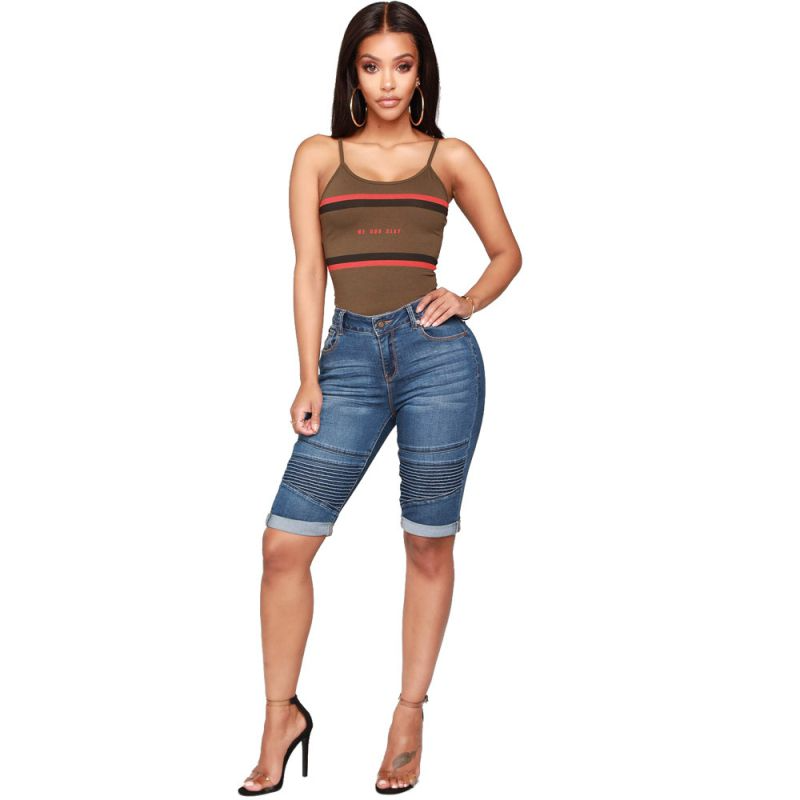 UrbanFlex High-Rise Stretch Biker Jean Shorts  Castello Clothing Line   