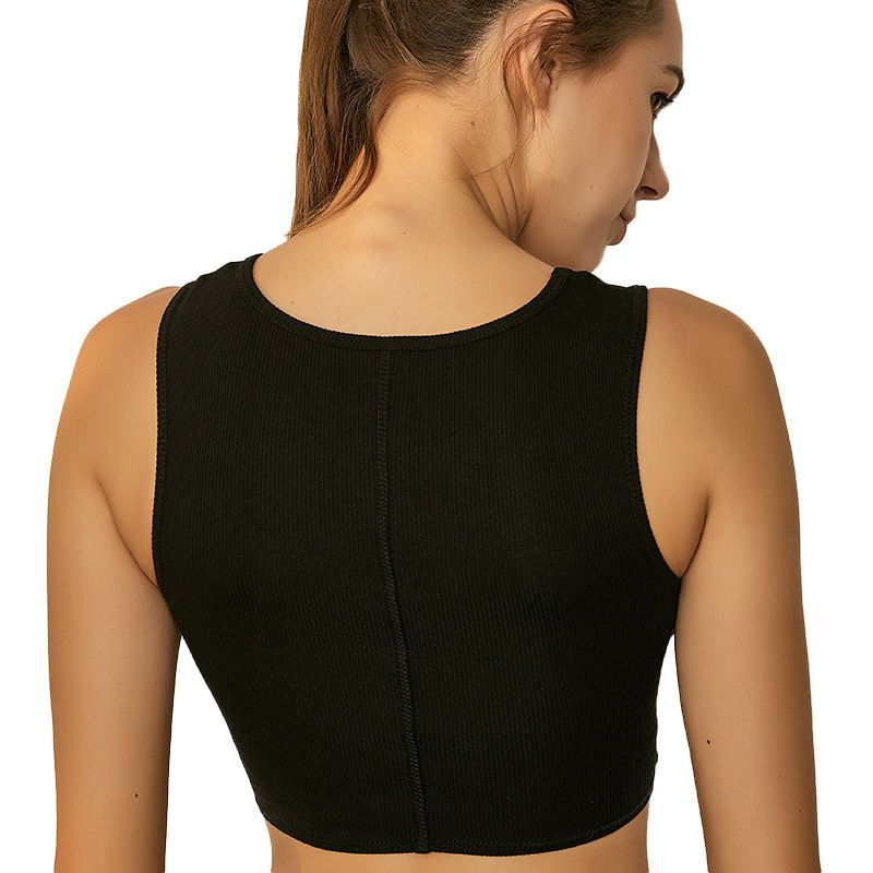 Knotty Sleeveless Ribbed Twist Front Cut Out Crop Top Castello Clothing Line