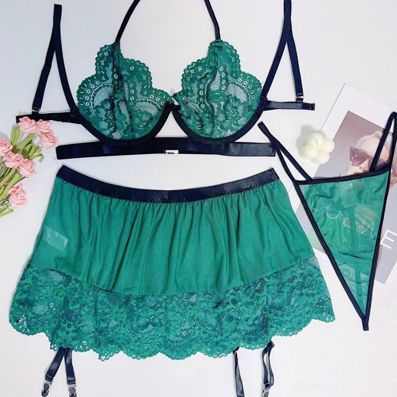 Lace Skirt Garter Lingerie Set  Castello Clothing Line   