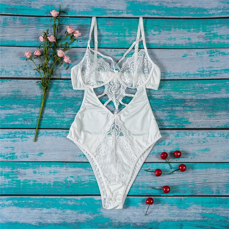 Cut-Out Teddy Bodysuit | Curve-Enhancing Design, Lace Detailing  Castello Clothing Line   