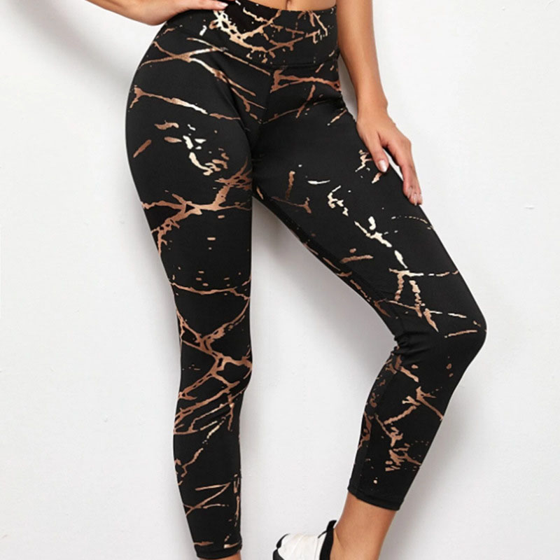Stormy High-Rise Metallic Print Compression Leggings leggings Castello Clothing Line