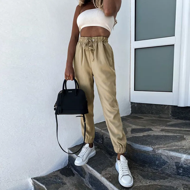 Cropped Drawstring Jogger Pants  Castello Clothing Line   
