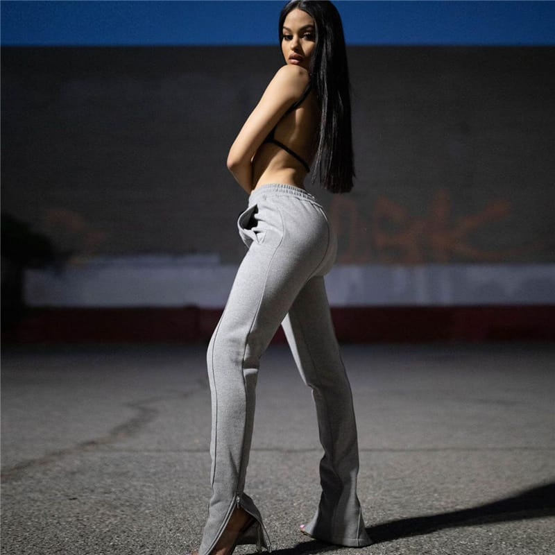 Maven High-Waisted Slim-Fit Flared Split-Hem Pants Castello Clothing Line