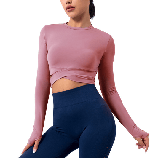 Twisted Charm Long Sleeve Crop Top  Castello Clothing Line   