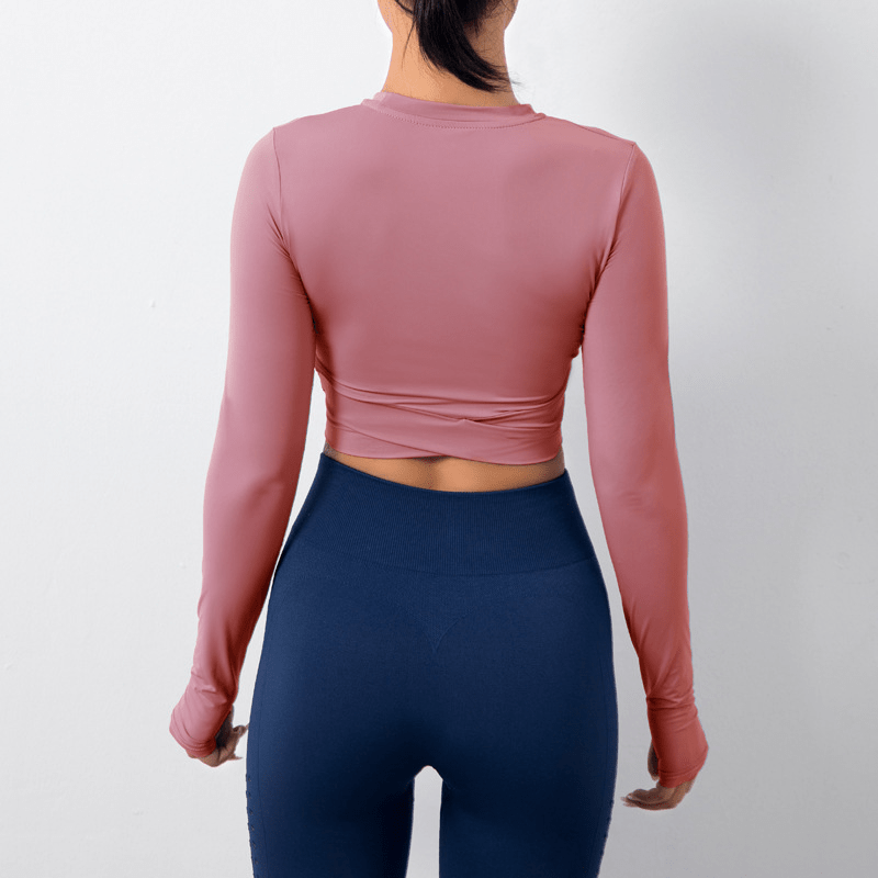 Twisted Charm Long Sleeve Crop Top  Castello Clothing Line   
