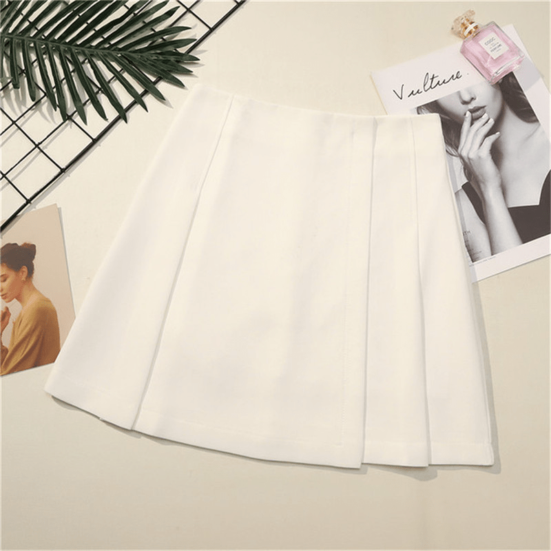 Pleated A-Line Mini Skirt - Flare Style in Cotton/Polyester  Castello Clothing Line   