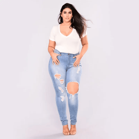 Plus Size Ripped Skinny Jeans  Castello Clothing Line   