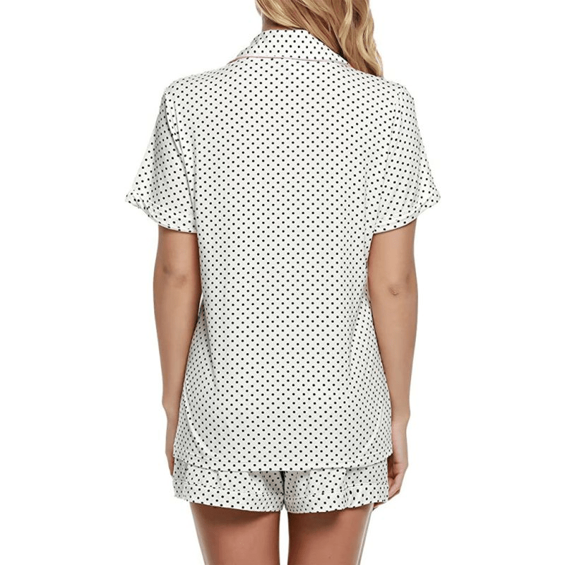 Starry Comfort Short Sleeve Button-Down Loungewear Set  Castello Clothing Line   