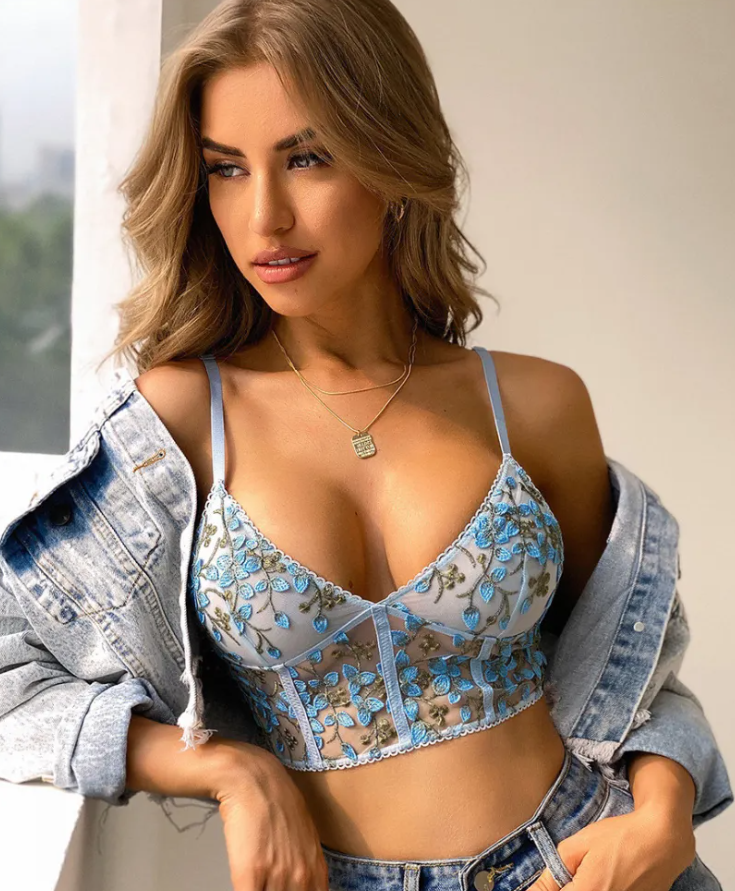 Blossom Bliss Sheer Mesh Bustier  Castello Clothing Line   