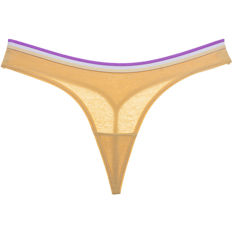 Stripe High Cut Cotton Thong - Color Blocking Design - 100% Cotton Material  Castello Clothing Line   