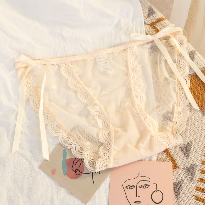 Sheer Lace Cheeky Panty with Bow Detail  Castello Clothing Line   