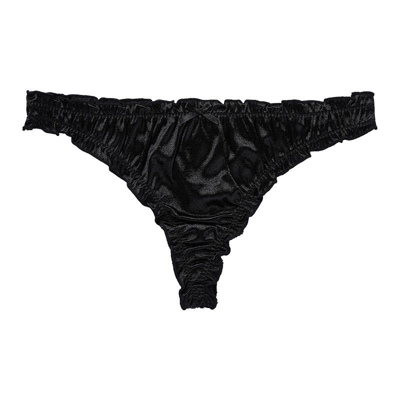 Satin Ruffle T Back Thong  Castello Clothing Line   