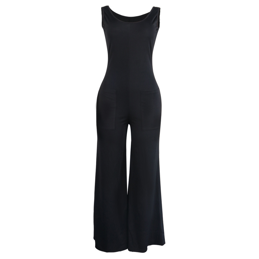Autumn Sleeveless Scoop Neck Wide-Leg Jumpsuit women jumpsuits Castello Clothing Line
