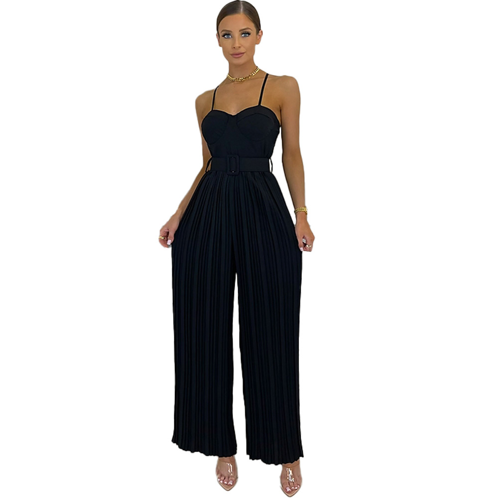 Faith Sleeveless Bustier Pleated Wide Leg Jumpsuit women jumpsuits Castello Clothing Line