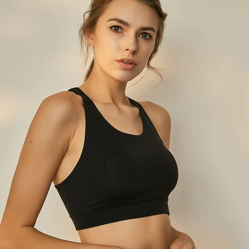 Lia Scoop Neck Mesh Lace-Up Back Sports Bra sports top & bras Castello Clothing Line