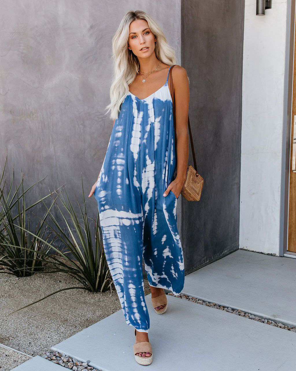 Alice Sleeveless Tie-Dye Wide-Leg Jumpsuit women jumpsuits Castello Clothing Line