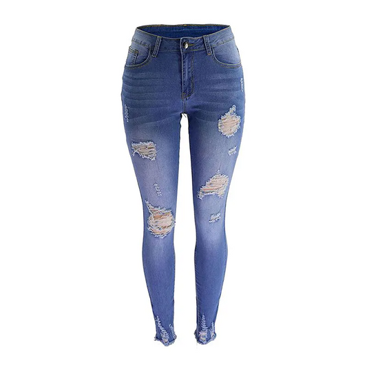 Raw Hem Ripped Skinny Jeans  Castello Clothing Line   