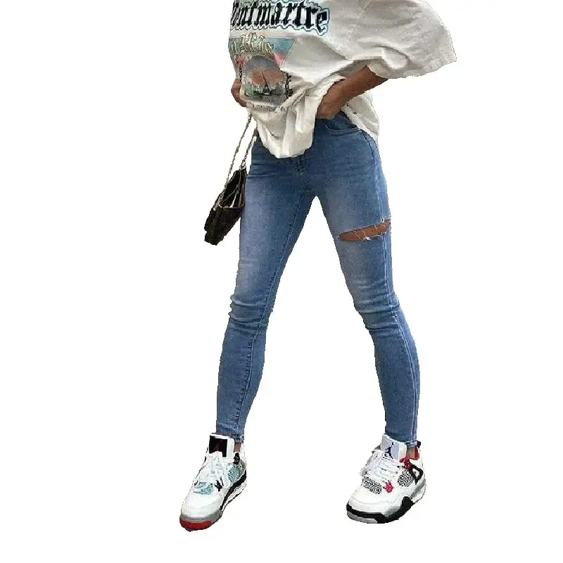 Stretchy Ripped Skinny Jeans  Castello Clothing Line   
