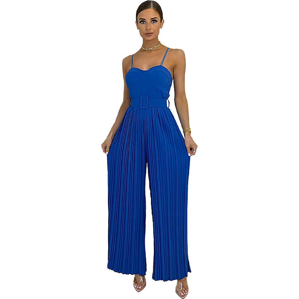 Faith Sleeveless Bustier Pleated Wide Leg Jumpsuit women jumpsuits Castello Clothing Line