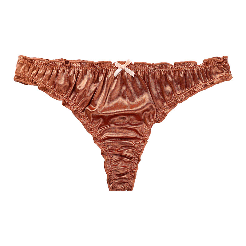 Satin Ruffle T Back Thong  Castello Clothing Line   