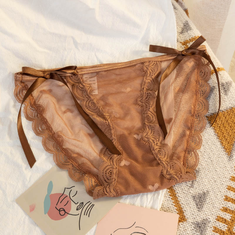 Sheer Lace Cheeky Panty with Bow Detail  Castello Clothing Line   