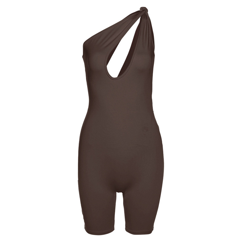 Twist Appeal One-Shoulder Cutout Romper  Castello Clothing Line   