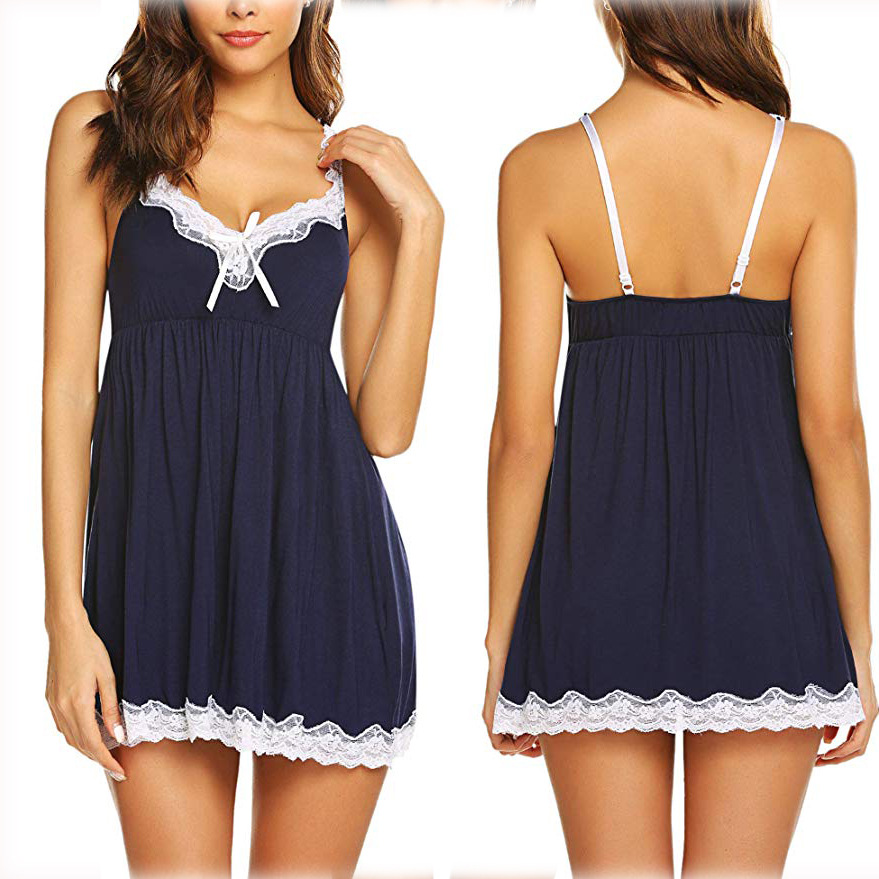 V Neck Lace Trim Babydoll Nightie  Castello Clothing Line   