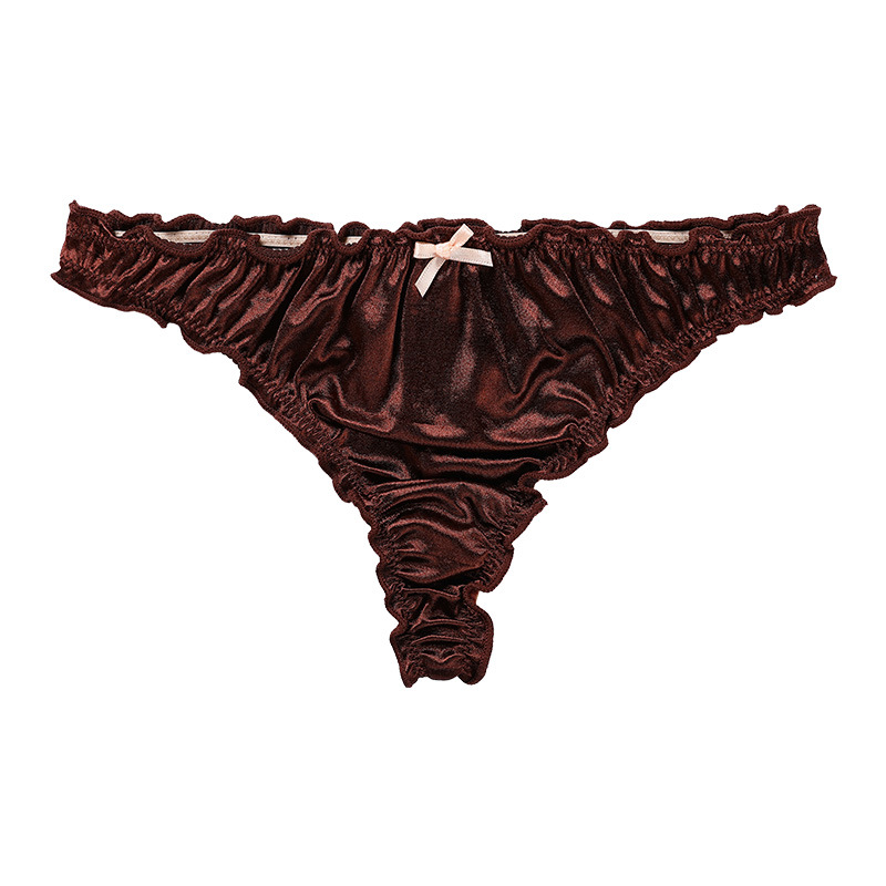Satin Ruffle T Back Thong  Castello Clothing Line   