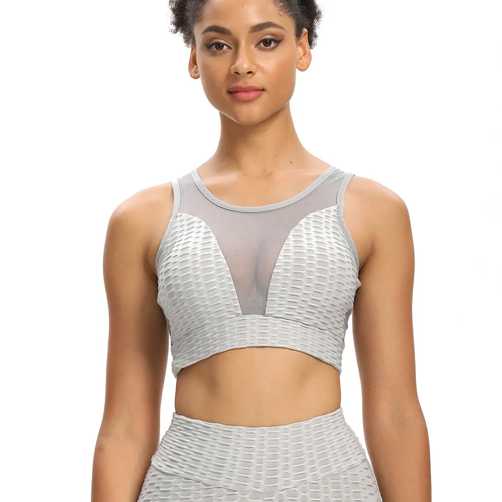Pippa High Neck Sheer Mesh Textured Sports Bra sports top & bras Castello Clothing Line