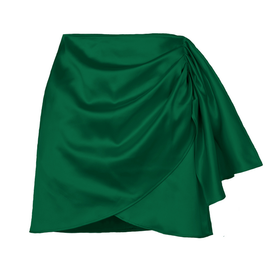Satin Pleated Mini Skirt with Side Sash  Castello Clothing Line   