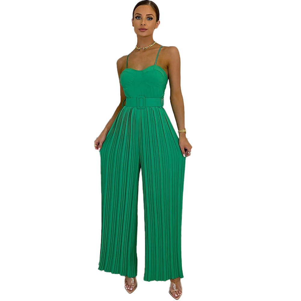Faith Sleeveless Bustier Pleated Wide Leg Jumpsuit women jumpsuits Castello Clothing Line