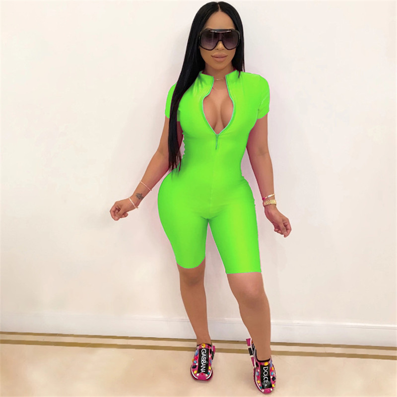 Va-Va Voom Zip-Front Short-Sleeve Romper  Castello Clothing Line   