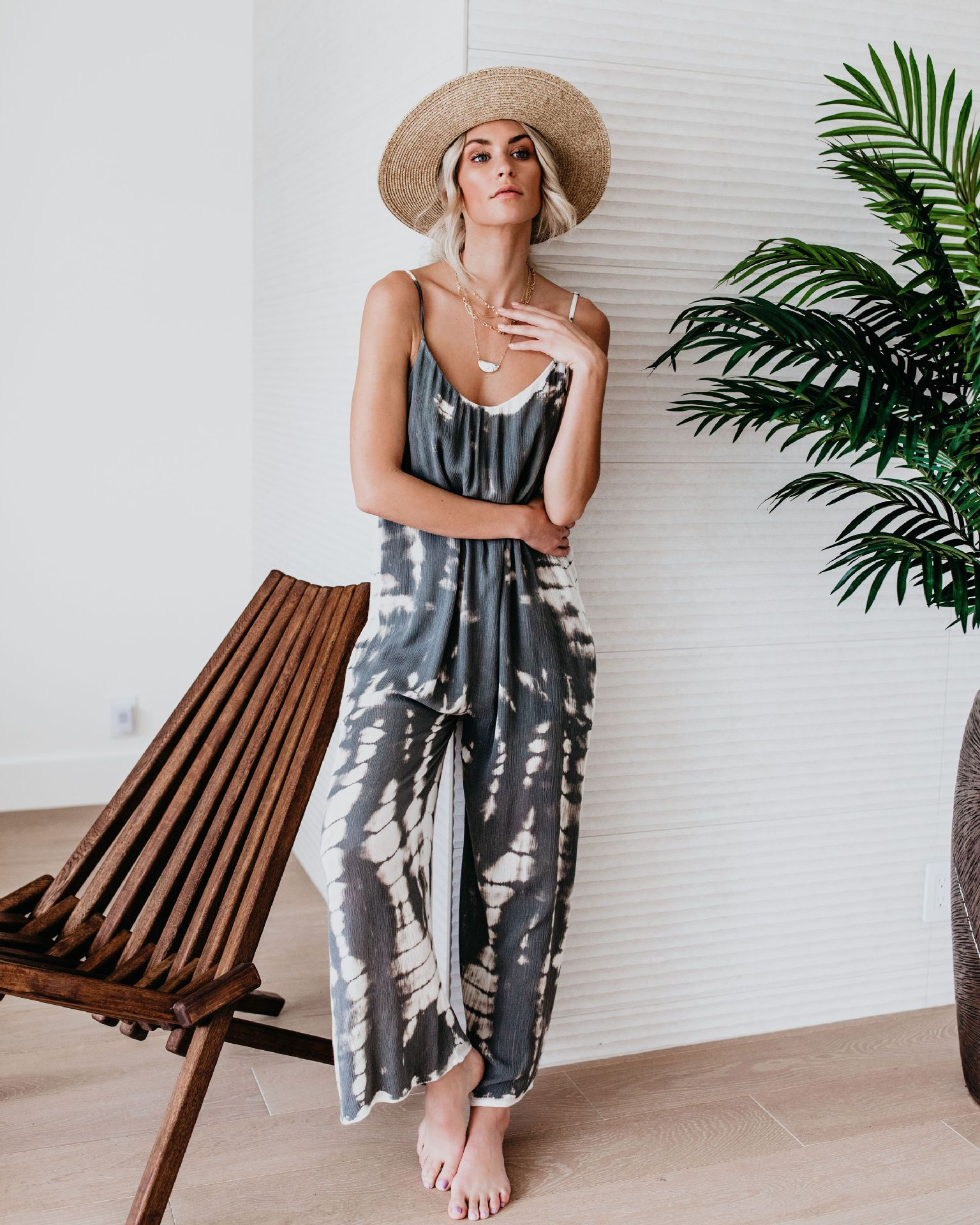Alice Sleeveless Tie-Dye Wide-Leg Jumpsuit women jumpsuits Castello Clothing Line