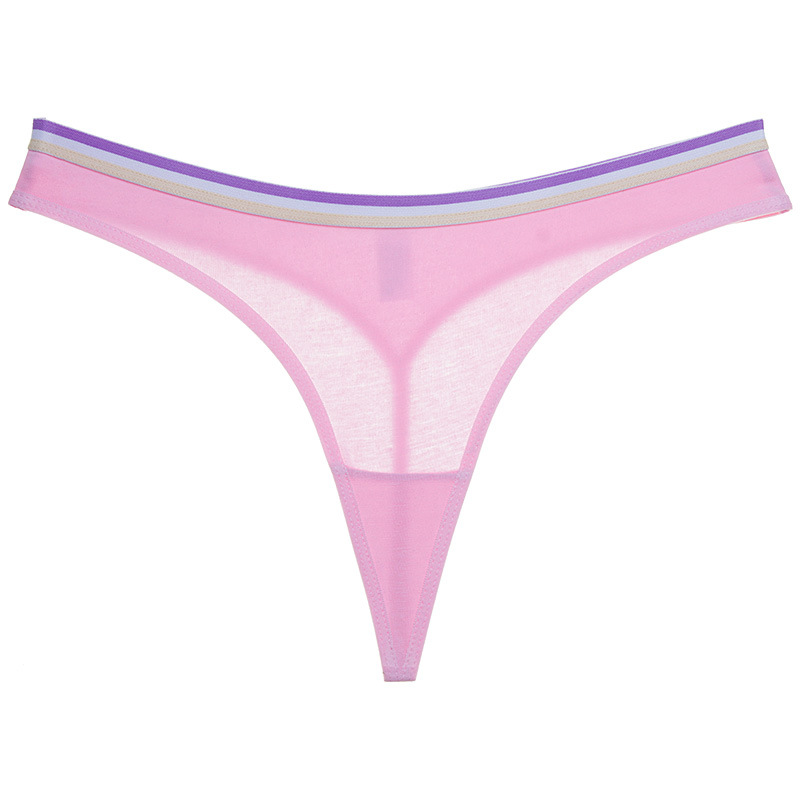 Stripe High Cut Cotton Thong - Color Blocking Design - 100% Cotton Material  Castello Clothing Line   