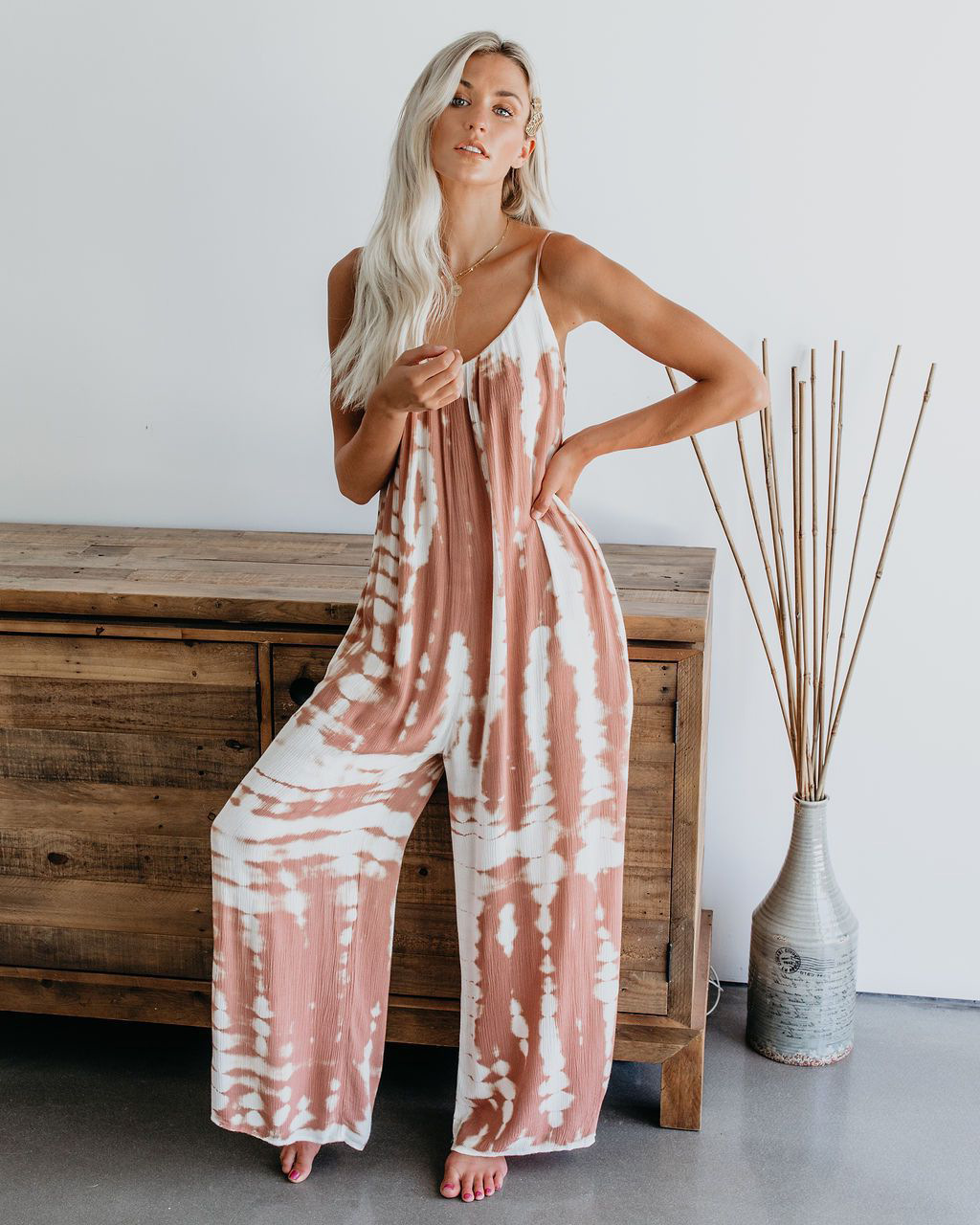 Alice Sleeveless Tie-Dye Wide-Leg Jumpsuit women jumpsuits Castello Clothing Line