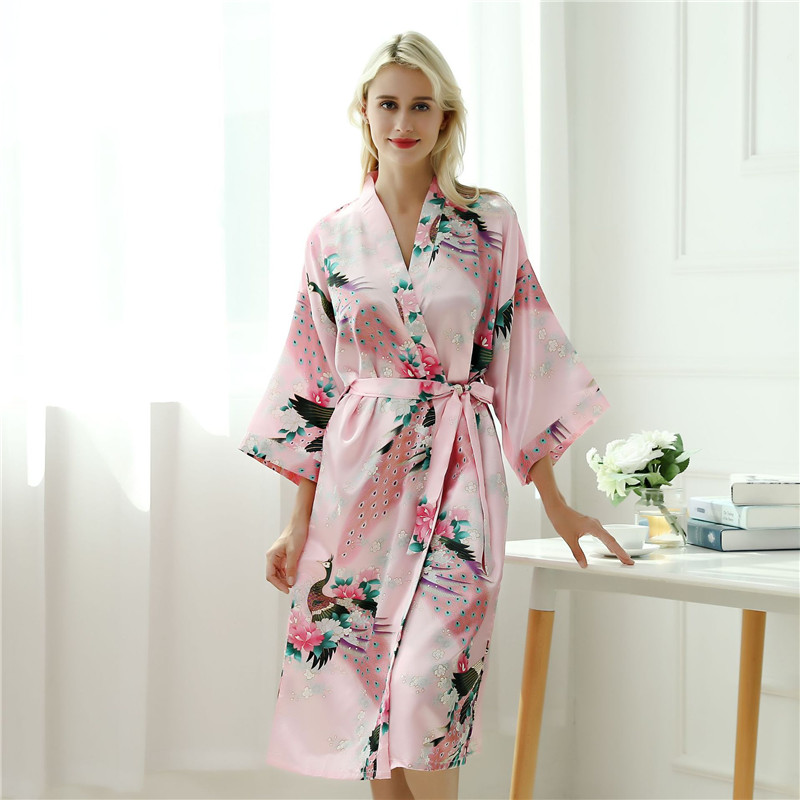 Eternal Blossom Floral Satin Kimono Robe  Castello Clothing Line   