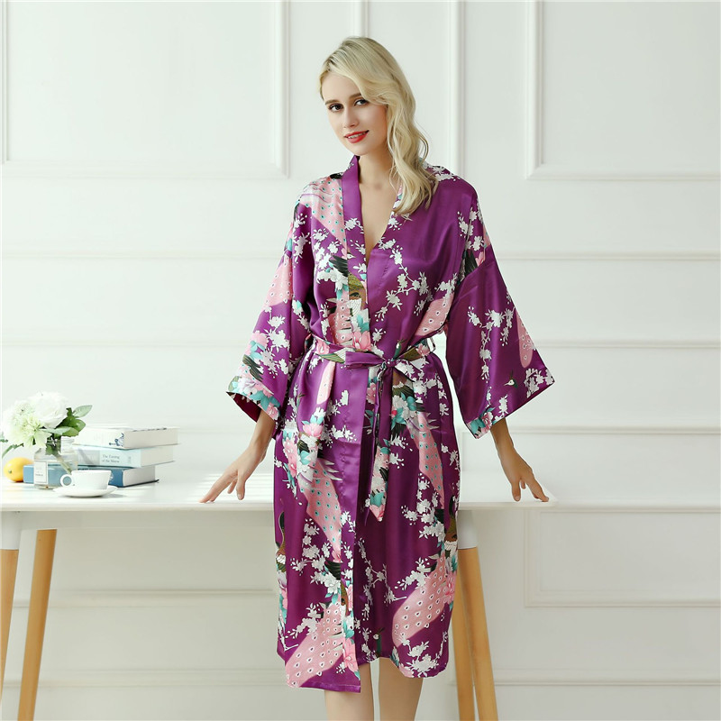 Eternal Blossom Floral Satin Kimono Robe  Castello Clothing Line   