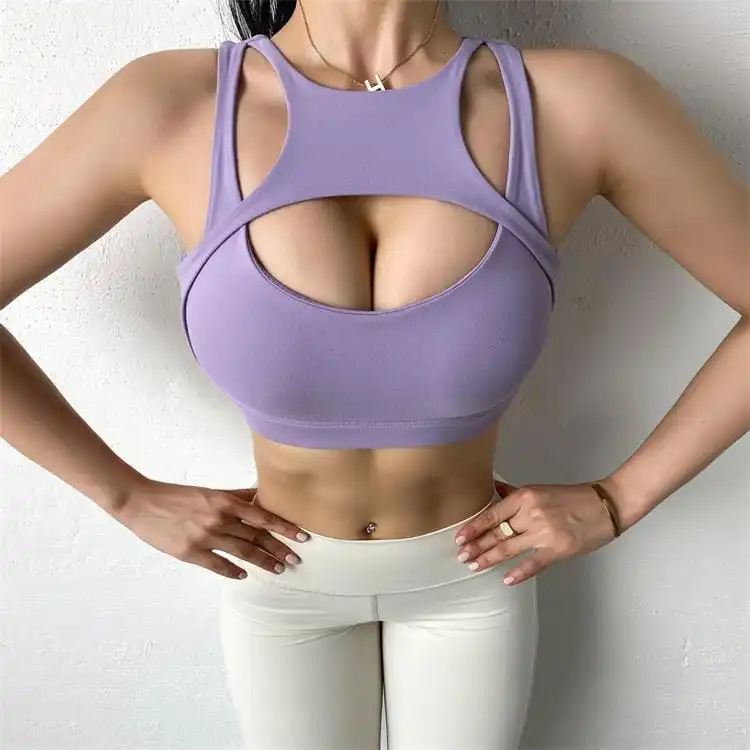 Molly Cutout High Neck Open Back Sports Bra sports top & bras Castello Clothing Line