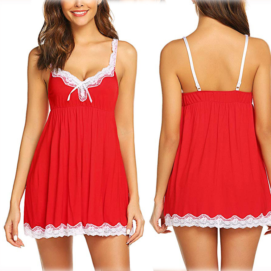 V Neck Lace Trim Babydoll Nightie  Castello Clothing Line   