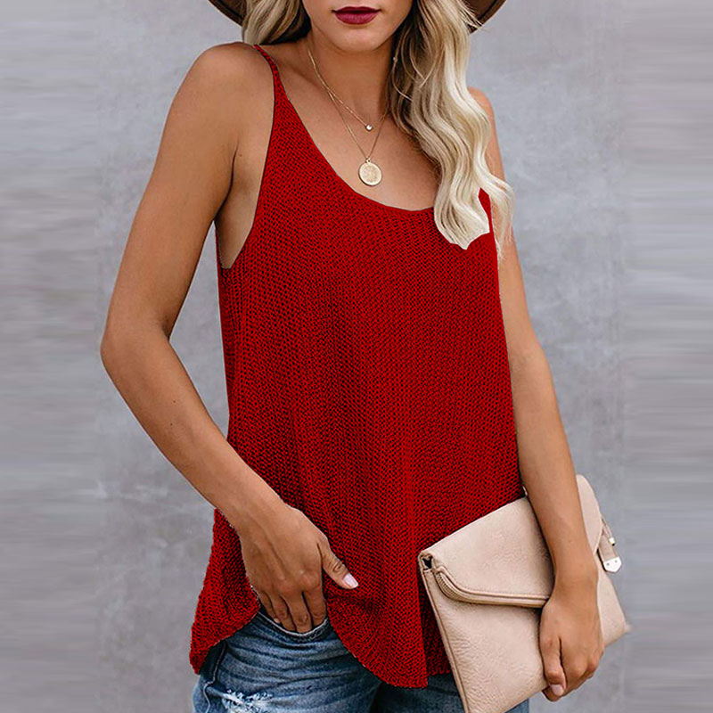Carefree Vibes Knit Sleeveless Scoop Neck Tank Top Castello Clothing Line