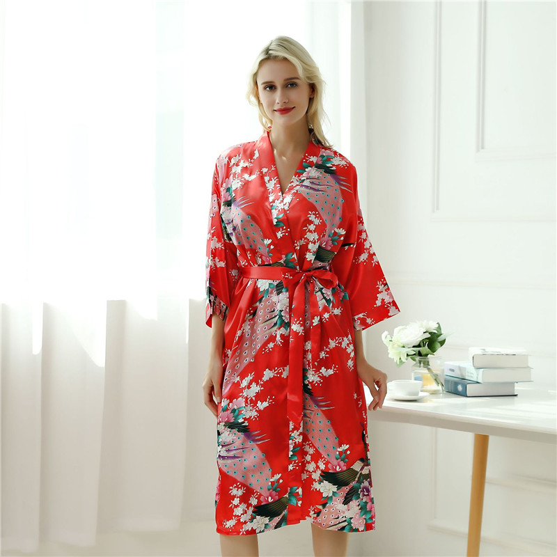 Eternal Blossom Floral Satin Kimono Robe  Castello Clothing Line   