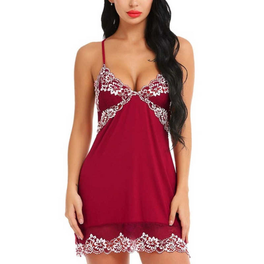 V Neck Floral Lace Sleep Dress  Castello Clothing Line   