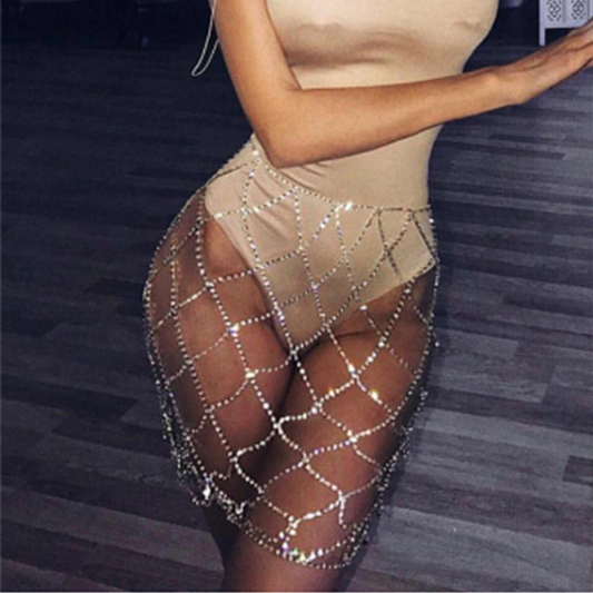 Rhinestone Chain Mini Skirt  Castello Clothing Line   