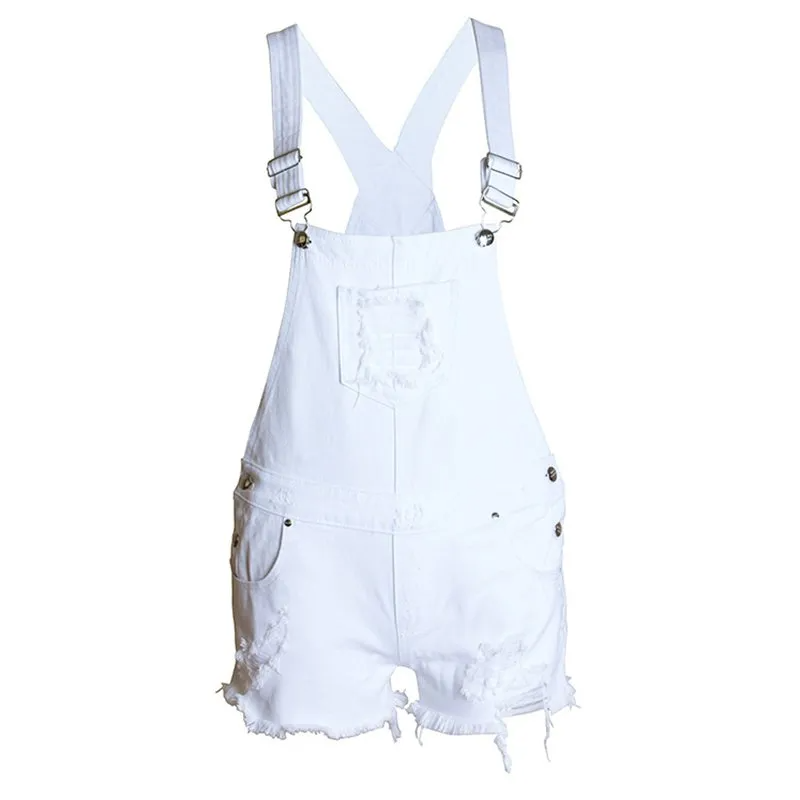 Riley Distressed Denim Ripped Short Overalls overalls Castello Clothing Line