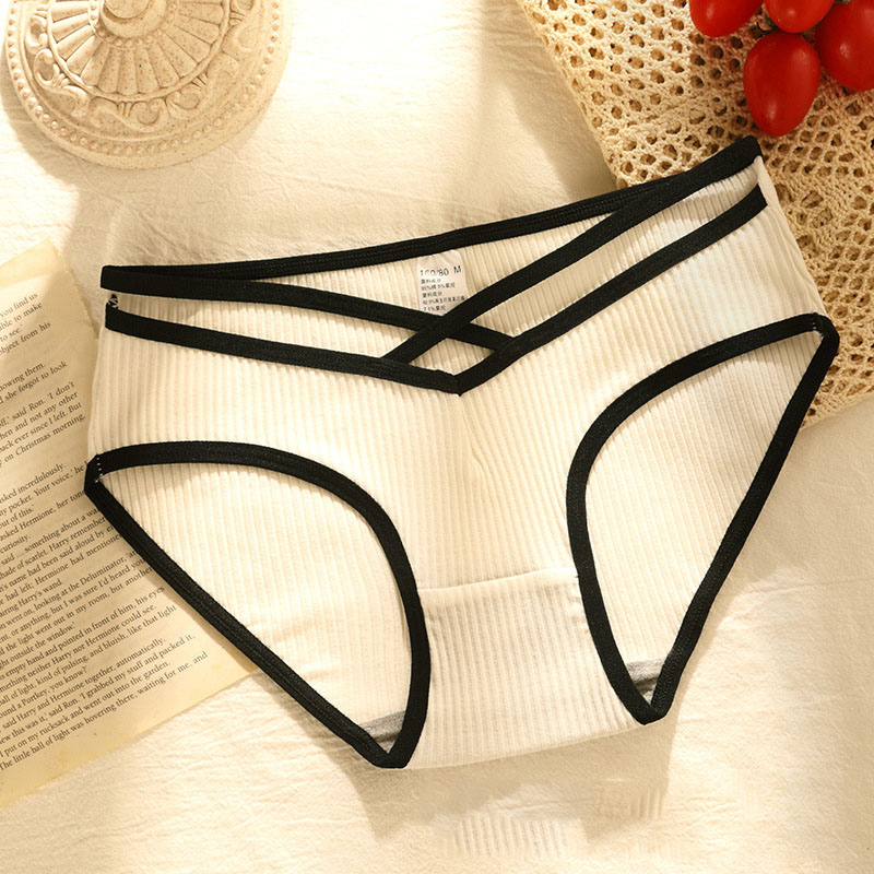 Ribbed Color Block Low Waist Cut Out Brief Panty  Castello Clothing Line   