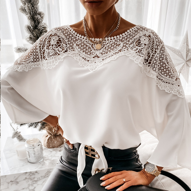 Sweet Charm Lace Tie-Front Blouse  Castello Clothing Line   