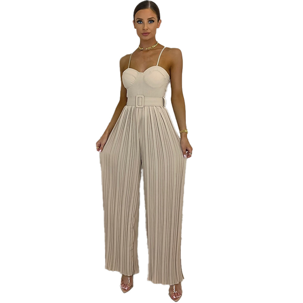 Faith Sleeveless Bustier Pleated Wide Leg Jumpsuit women jumpsuits Castello Clothing Line