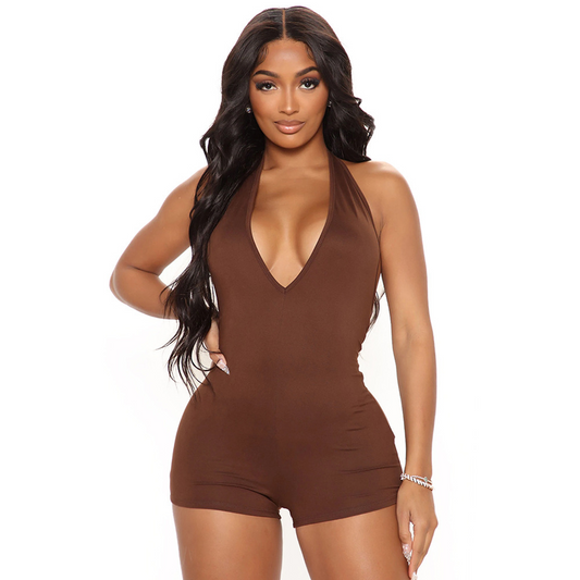 Hot Pursuit Halter Backless Romper  Castello Clothing Line   