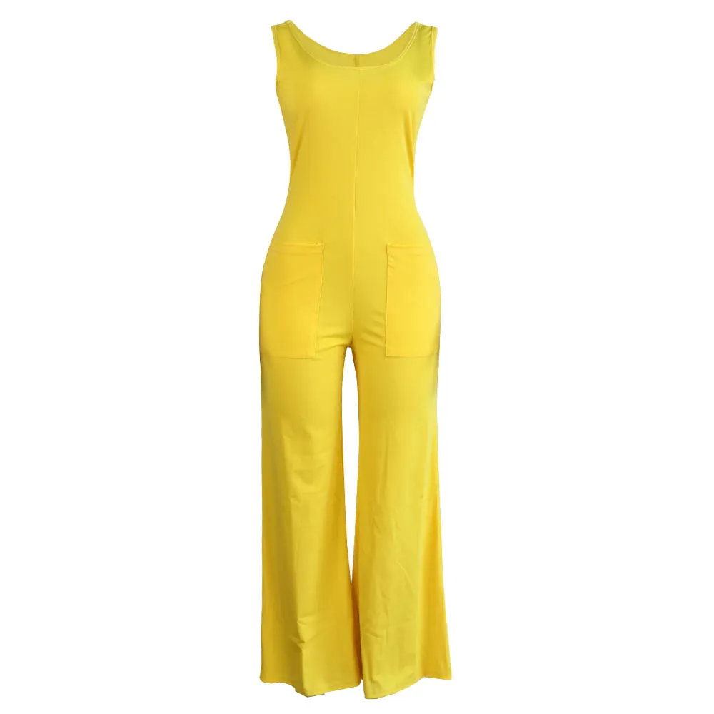 Autumn Sleeveless Scoop Neck Wide-Leg Jumpsuit women jumpsuits Castello Clothing Line